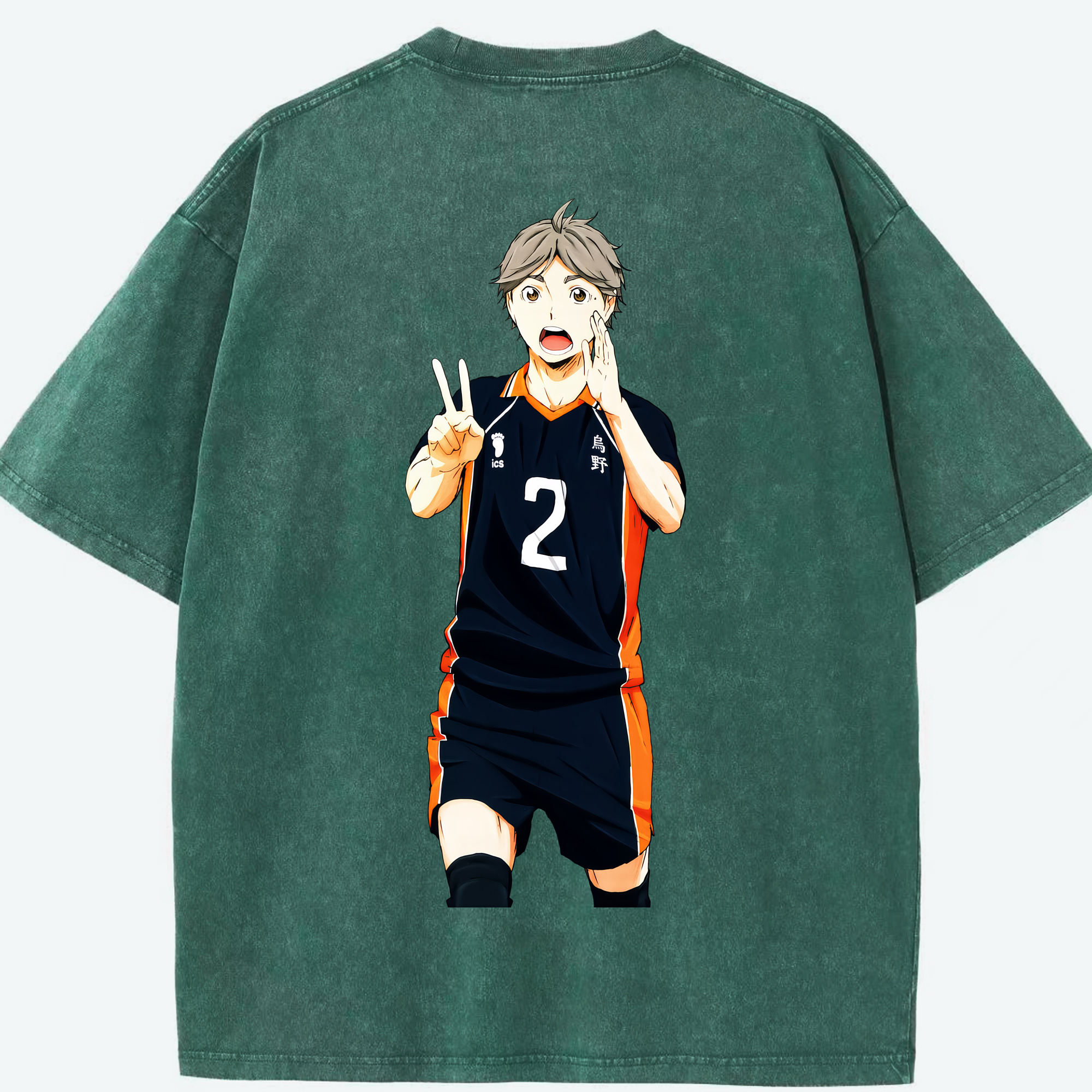 （画像用） ハイキュー!! Haikyu!! 綿100% ヴィンテージ風 半袖Tシャツ（背面プリント）